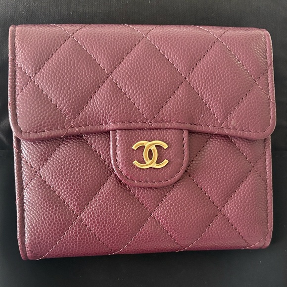 CHANEL Handbags - Chanel Plum Quilted Wallet